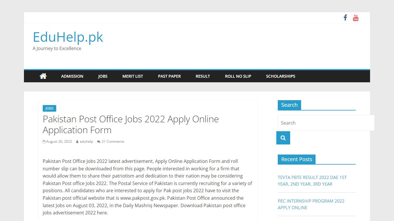 Pakistan Post Office Jobs 2022 Apply Online Application Form